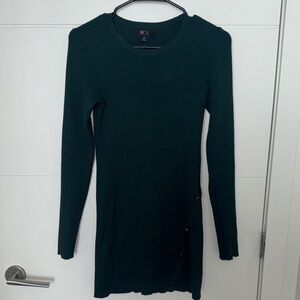 BCX Women's Forest Green Ribbed Long Sleeve Bodycon Dress